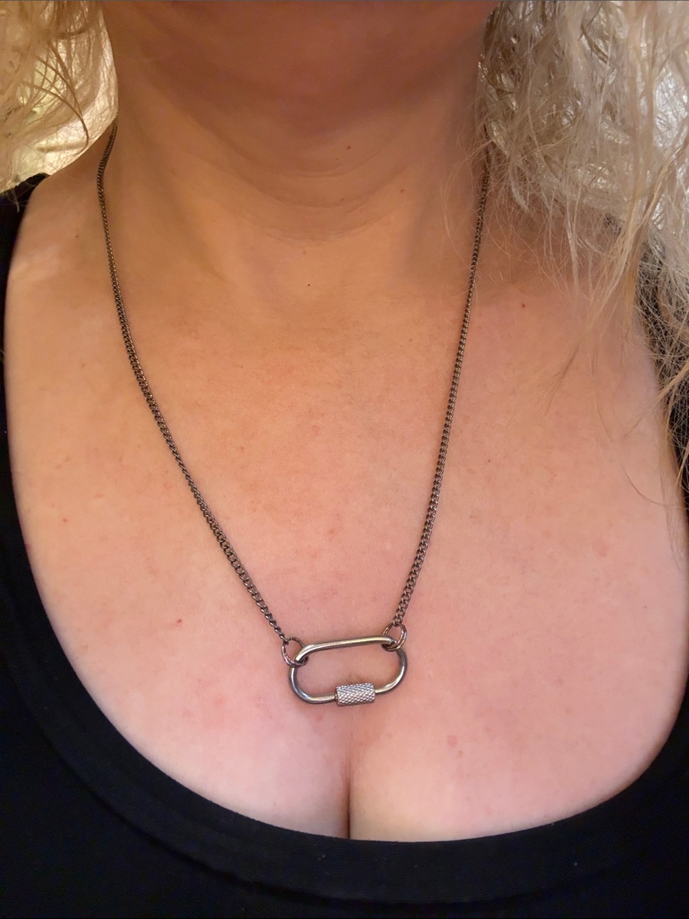 Hand-Crafted Minimalist Silver-Tone Carabiner Necklace